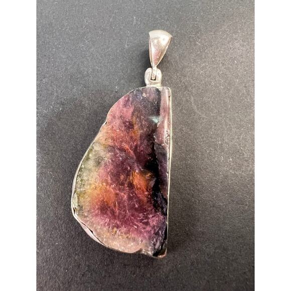 NEW Watermelon multi tourmaline sterling silver pendant 7.91 grams - Picture 11 of 11